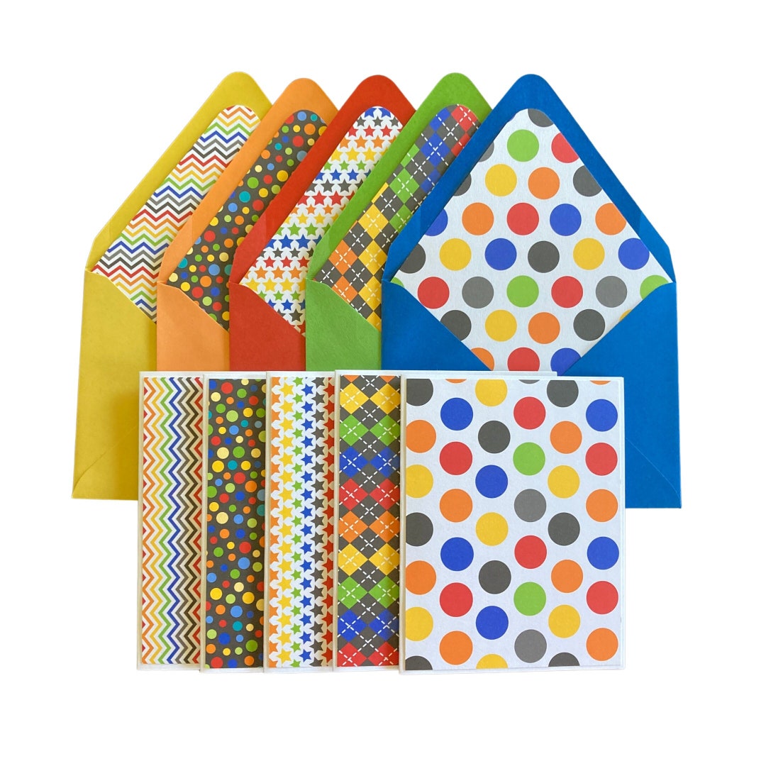 5 Blank Note Cards & Lined Envelopes | Rainbow Stationery | Blank Note ...
