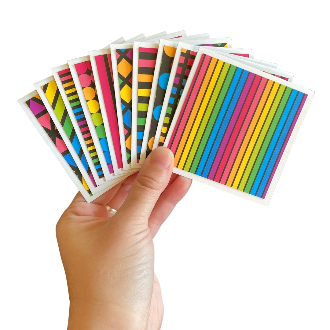 10 Mini Rainbow Cards | 3x3 Mini Note Cards | Neon Note Cards | Mini ...