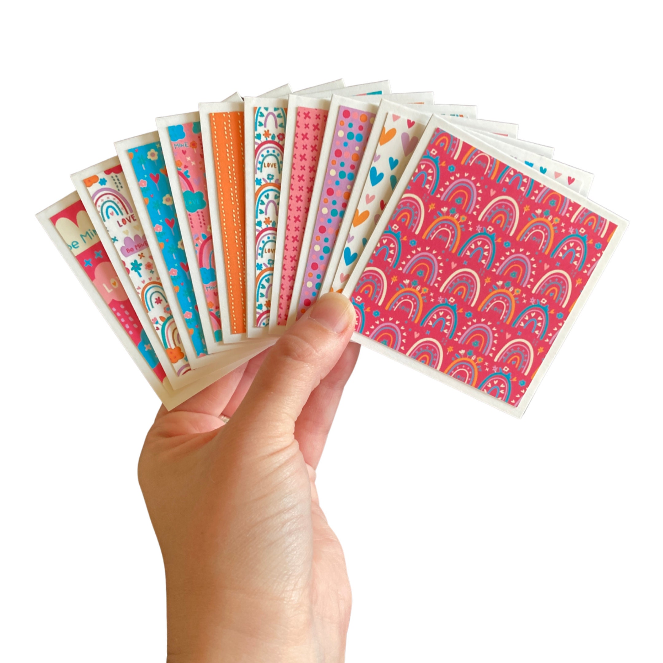 10 Mini Birthday Cards 3x3 Mini Note Cards Mini Notecards Mini Cards Cards  & Envelopes Mini Square Cards Rainbow Birthday Card 