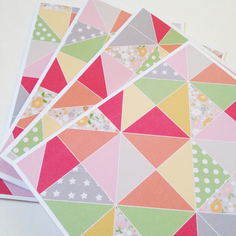 Set of 4 // Blank Note Card Set // Lined Envelopes // Etsy