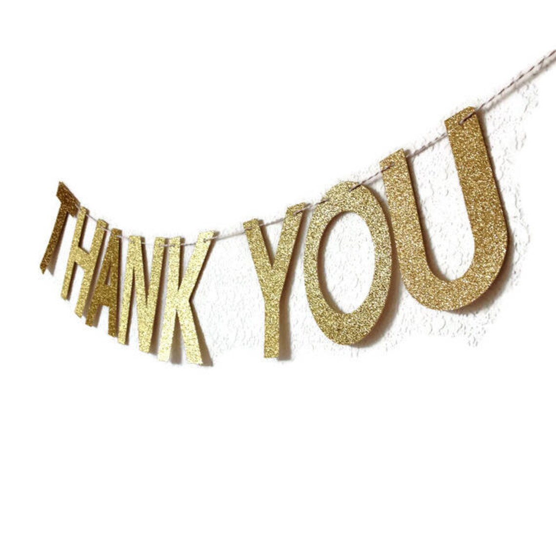 Glitter Thank You Banner // Glitter Banner // Gold Glitter | Etsy