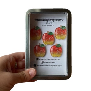 Apple Magnets Tin Fridge Magnets Kawaii Magnets Refrigerator Magnet Fruit Magnets Apple Decor Apple Gift Teacher Gift D2 image 3