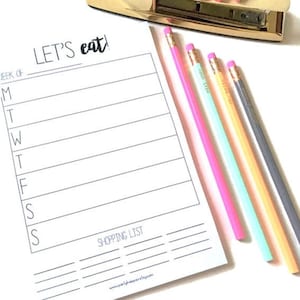 Let&#39;s Eat Notepad // Weekly Meal Planner // Grocery List // Meal Planning List // Grocery Shopping List // Funny Notepad // Magnetic Notepad