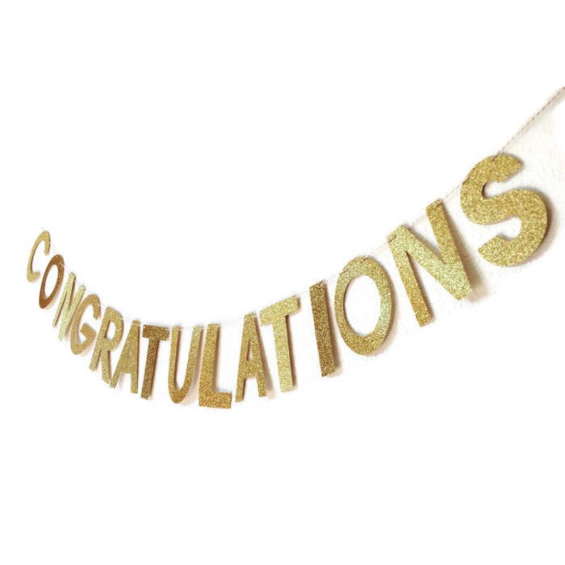 Glitter Congratulations Banner // Glitter Banner // Gold Etsy