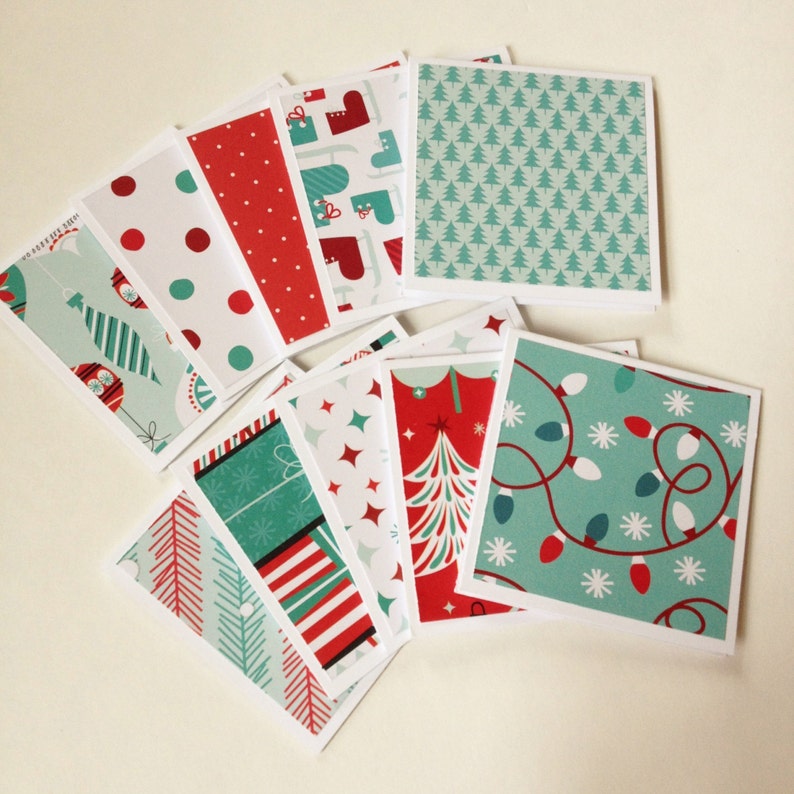 Set of 10 // 3x3 Mini Christmas Cards w/ Envelopes / Mini Note Etsy