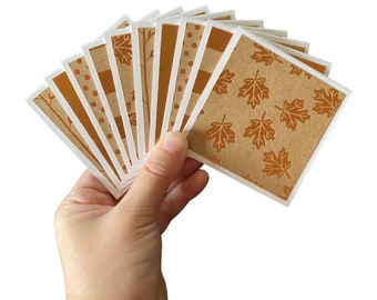 10 Mini Fall Cards | 3x3 Mini Note Cards | Mini Notecard | Mini Cards | Cards & Envelopes | Gold Foil Cards | Cute Card | Autumn Note Cards