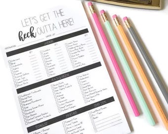 Let's Get The Heck Outta Here Notepad / Packing List / Packing Notepad / Funny Notepad / Magnetic Notepad / Magnetic Pad / Packing Checklist