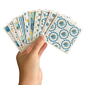 10 Mini Floral Cards | 3x3 Mini Note Cards | Mini Notecards | Blue Floral Cards | Cards & Envelopes | Mini Square Cards | Floral Note Cards