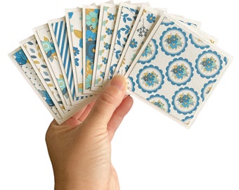 10 Mini Floral Cards | 3x3 Mini Note Cards | Mini Notecards | Blue Floral Cards | Cards & Envelopes | Mini Square Cards | Floral Note Cards