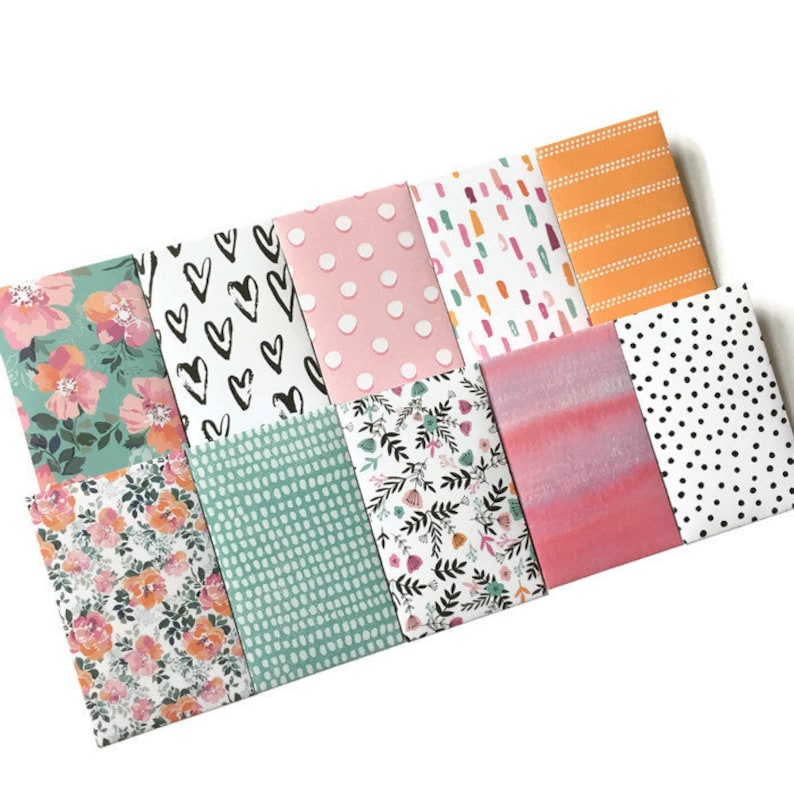Set of 10 Gift Card Holders Gift Card Envelopes Mini Envelopes Floral Envelopes Pink Orange Blue Envelopes Gift Envelopes