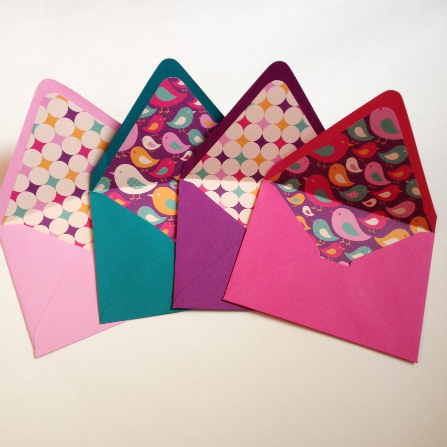 Set of 4 // Blank Note Card Set // Lined Envelopes // Etsy