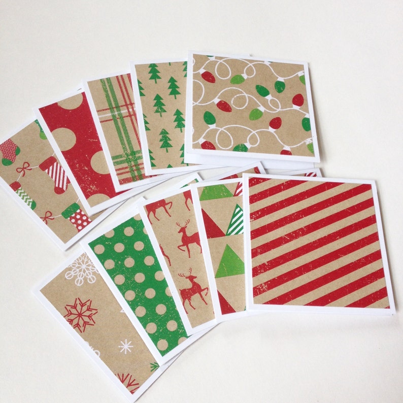 Set of 10 // 3x3 Mini Christmas Cards w/ Envelopes / Mini Note Etsy