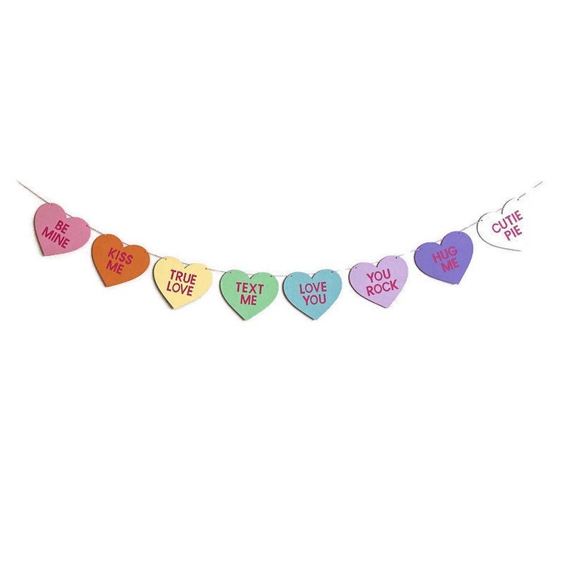 Conversation Heart Banner Valentine's Day Banner Heart Banner Valentine's Day Decor Candy Banner Cute Valentine Banner Be Mine image 2