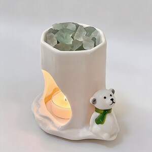 Bear & Rabbit Ceramic Oil Burner, Fluorite Diffuser Gift Set