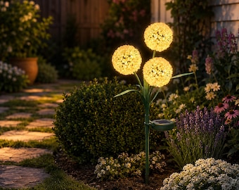 Luces solares con forma de diente de león, luces de jardín con estaca para exteriores, luces LED para caminos de flores, decoración de jardín, iluminación de patio y césped, regalo para jardín