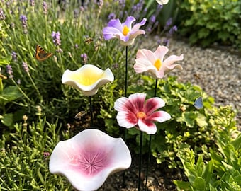 Estacas para jardín de flores, decoración para exteriores, estacas coloridas para macizos de flores, decoración para senderos de jardín rústico, adorno para patio y césped, regalo para jardineros