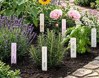 Marcadores de jardín personalizados, etiquetas para plantas personalizadas, estacas para hierbas aromáticas, etiquetas para jardines de flores, regalo de jardinería, decoración para interiores y exteriores, regalo para plantas