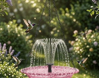 Fuente colgante para pájaros, comedero solar para colibríes, fuente de agua para jardín exterior, bebedero para pájaros, decoración para patio, regalo para amantes de las aves