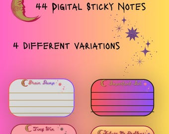 Celestial Digital Sticky Notes | 44 Functional Planner Stickers (Digital Download)