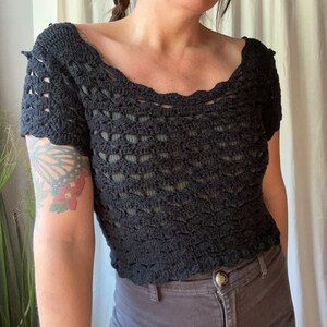 Crochet crop sweater top