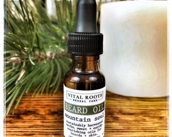 Beard oil, mountain soul scent, conscious oils, ultra-restorative