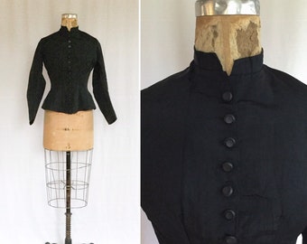 Antique Victorian Jacket | Vinatge black silk mourning jacket | 1900s Victorian mourning jacket