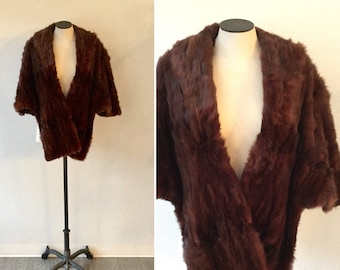 J fur stole | Vintage red mink  fur wrap | 1950s mink wrap shawl