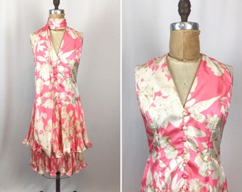 Vintage 60s dress | Vintage pink floral cocktail dress | 1960s Alice John Rogers party dress