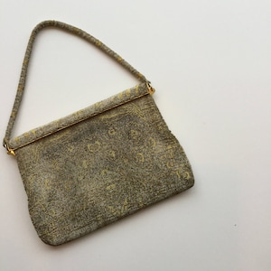 Bolso Walborg / Bolso de noche vintage plateado y dorado / Bolso con cuentas de la década de 1940 hecho en Francia