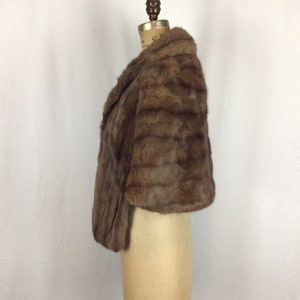 Vintage 50s stole Vintage chocolate brown striped mink stole 1950s Feldman Bros fur cape image 6