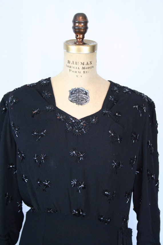 Janet Taylor rayon 40s dress | Vintage black rayo… - image 2