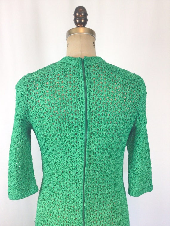 Vintage 60s dress | Vintage kelly green ribbon kn… - image 8