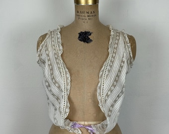 Vintage Edwardian CorsetCover  | White Cotton Lace Corset Cover| Late 1900s Vest