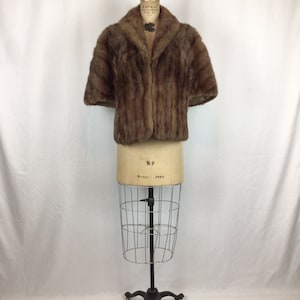 Vintage 50s stole Vintage chocolate brown striped mink stole 1950s Feldman Bros fur cape image 4