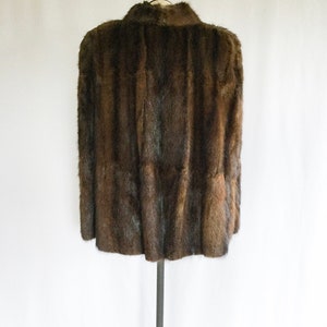 Vintage 50s fur cape Vintage rich striped brown mink cape Early 1950s Vancouver Fur factory mink fur cape stole image 9