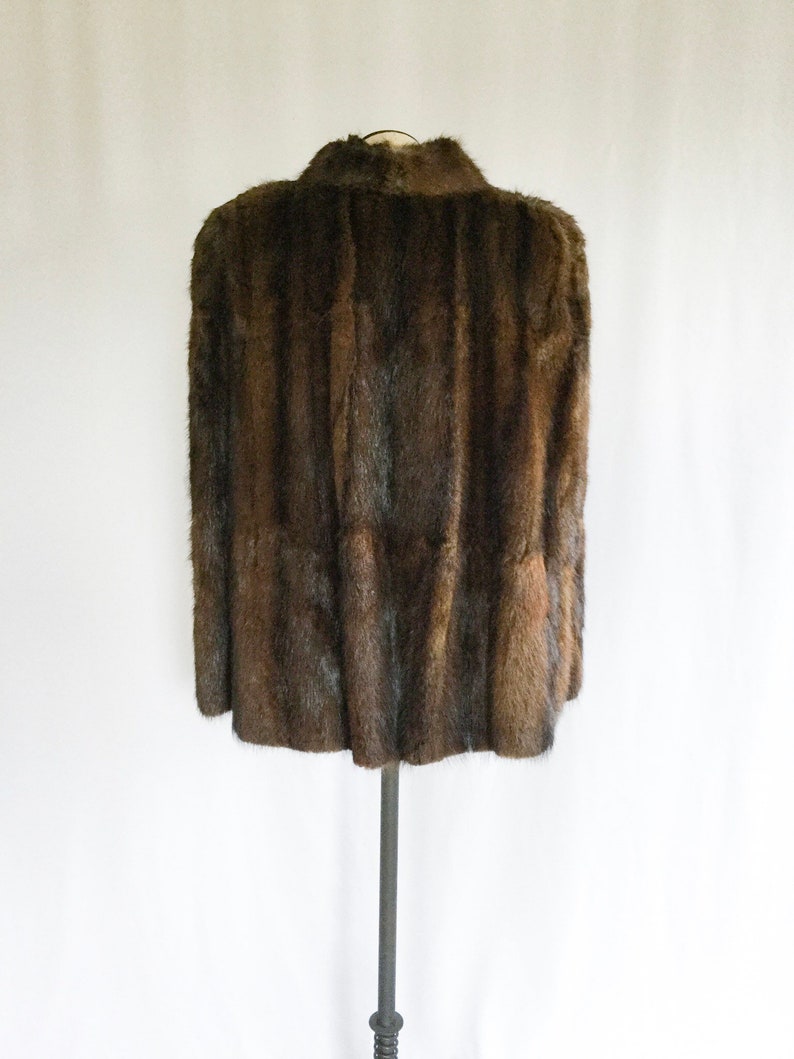 Vintage 50s fur cape Vintage rich striped brown mink cape Early 1950s Vancouver Fur factory mink fur cape stole image 9