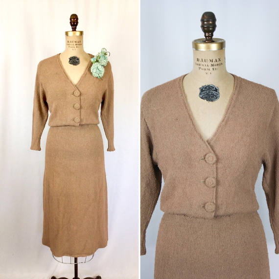 Vintage 30s dress | Vintage rayon knit maxi dress