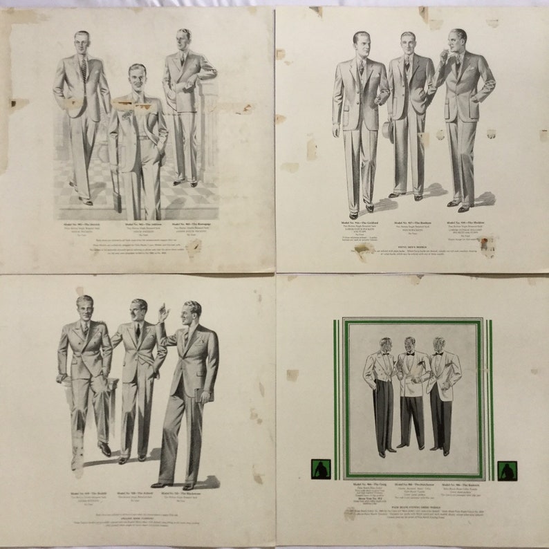 Vintage 1950s Fashion Plates 1950s Set of Mens Fashion Sales - Etsy