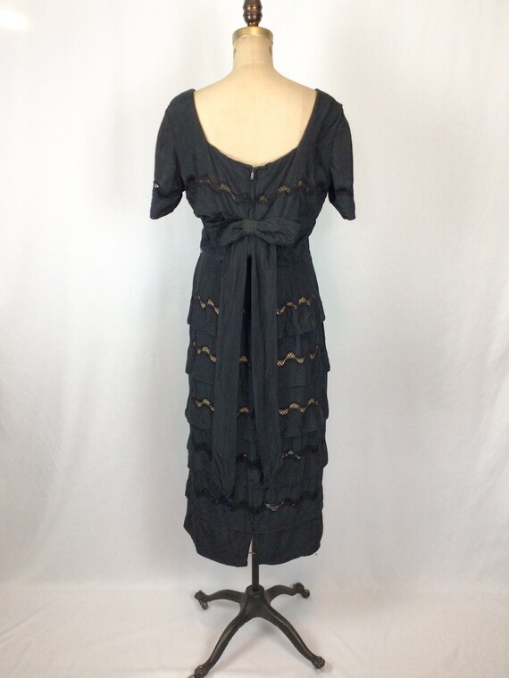 Vintage 30s dress | Vintage black silk and lace e… - image 9