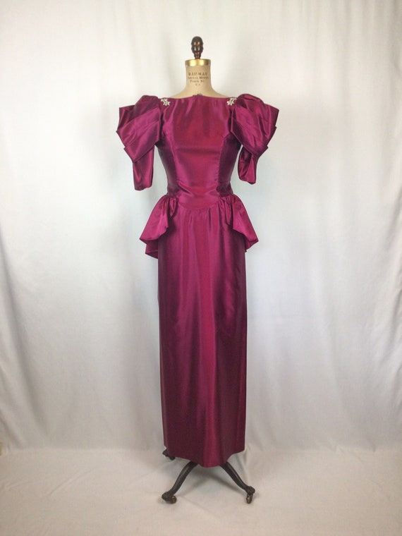 Vintage 60s evening dress | Vintage burgundy sati… - image 5