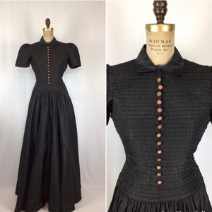 Vintage 30s evening dress | Vintage black taffeta evening gown | 1930s formal dress