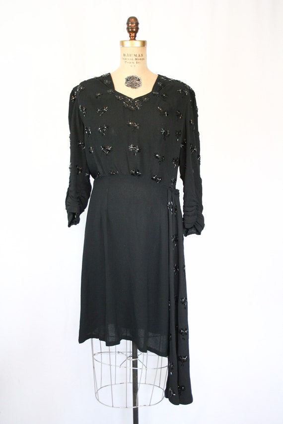 Janet Taylor rayon 40s dress | Vintage black rayo… - image 5