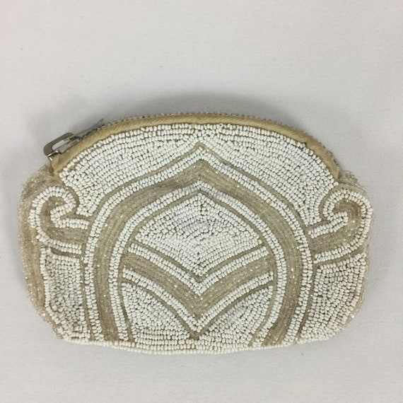 Vintage 30s beaded purse | Vintage white and clea… - image 5
