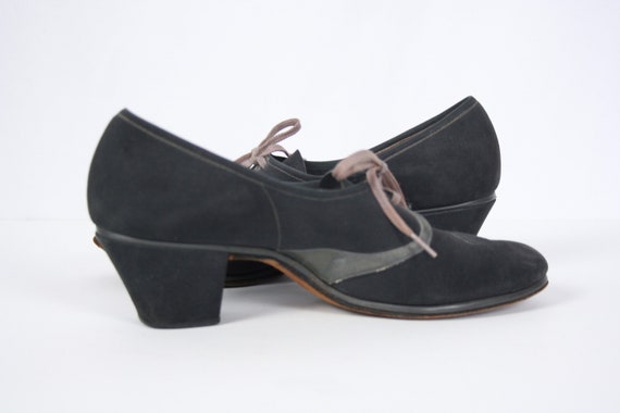 Vintage 30s shoes | Vintage blue suede oxfords | … - image 6