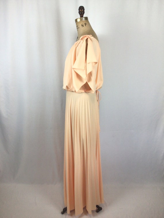 Vintage 70s dress | Vintage peach knit draped dre… - image 7