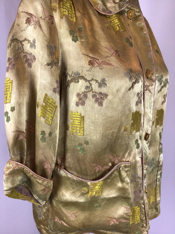 Vintage 50s jacket | Vintage gold chinoiserie shi… - image 10