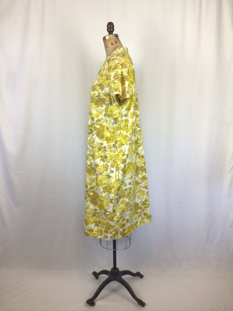 Vintage 50s dress Vintage yellow cotton day dress 1950s floral print house dress image 7