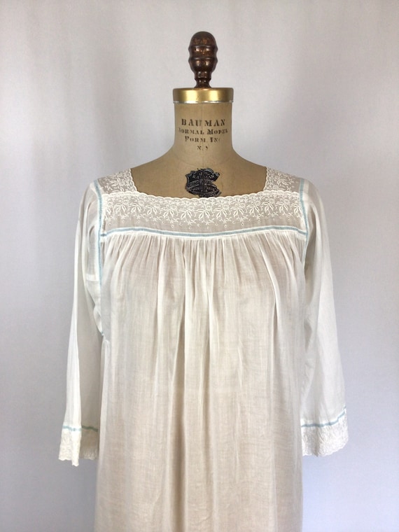 Vintage 50s Night dress | Vintage white embroider… - image 3