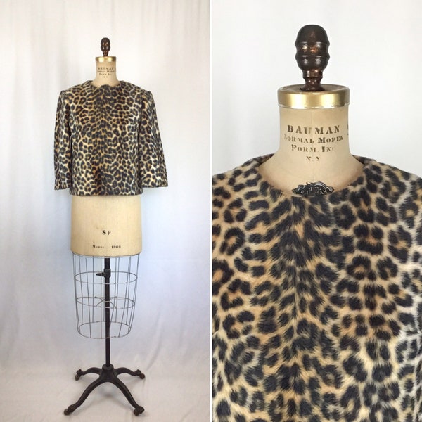 Vintage 50s top | Vintage faux leopard print jacket | 1950s Rhapsody animal print shirt