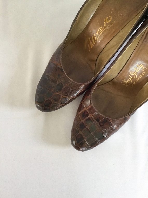 Vintage 50s pumps | Vintage brown alligator high h